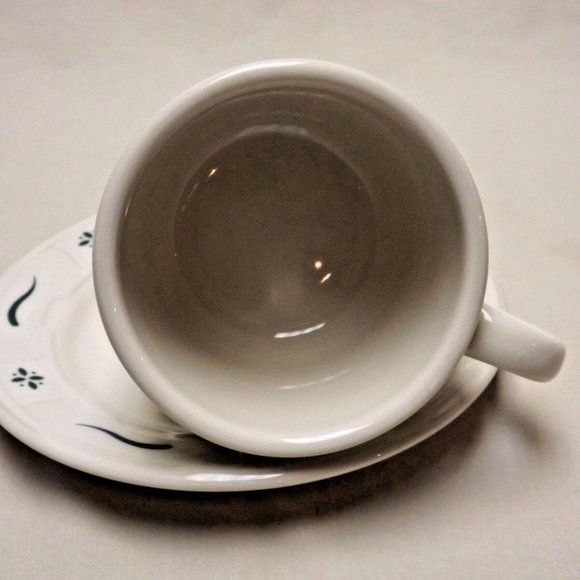 Longaberger Pottery Woven Traditions Heritage Green 8 oz. Cup and Saucer - Picture 4 of 7